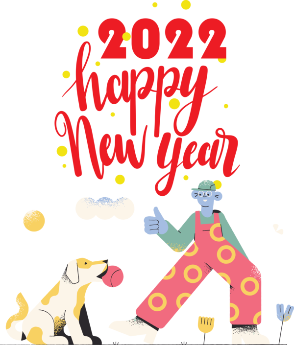 Transparent New Year Human Cartoon Line for Happy New Year 2022 for New Year