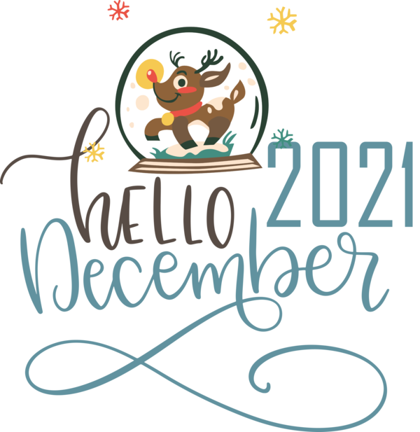 Transparent christmas Cartoon Logo Line for Hello December for Christmas