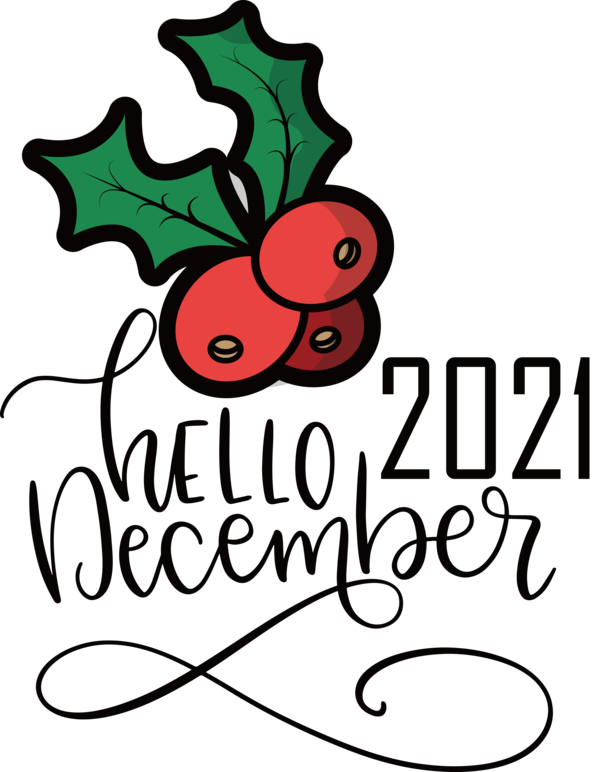 Transparent christmas Flower Cartoon Logo for Hello December for Christmas