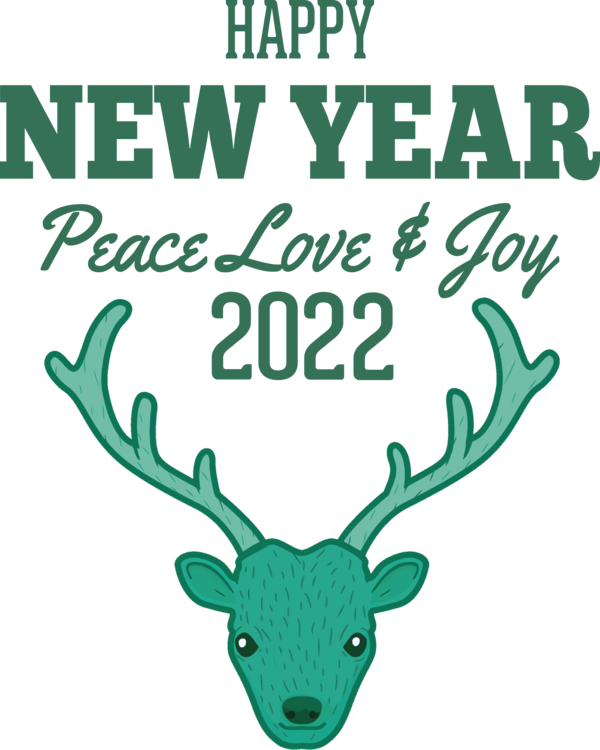 Transparent New Year Reindeer Deer Antler for Happy New Year 2022 for New Year