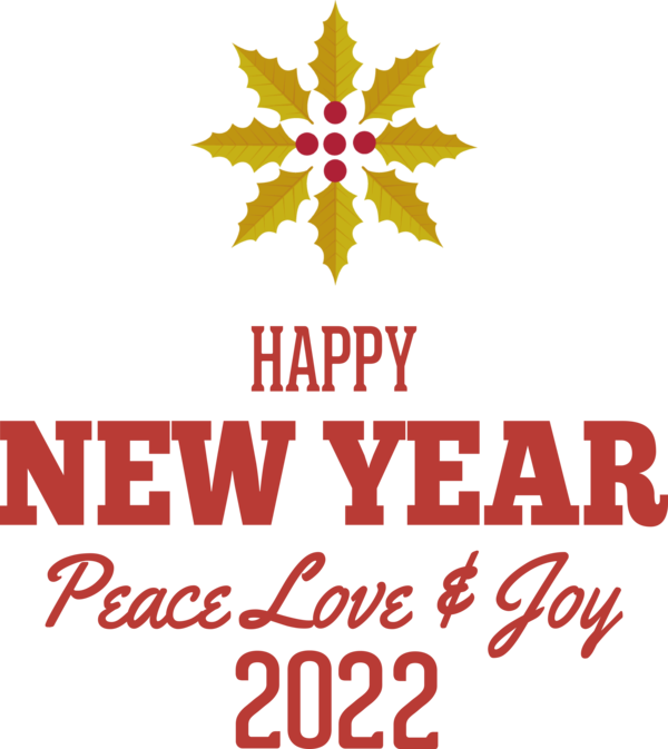 Transparent New Year Logo Line Leaf for Happy New Year 2022 for New Year