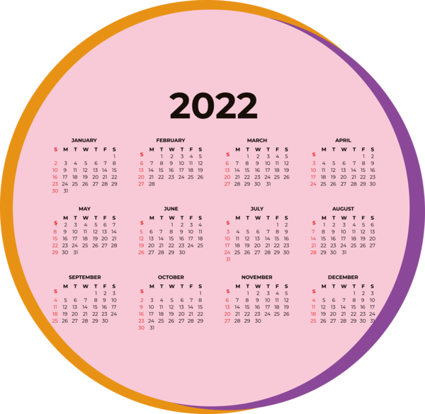 Transparent New Year Calendar System Line Design for Printable 2022 Calendar for New Year