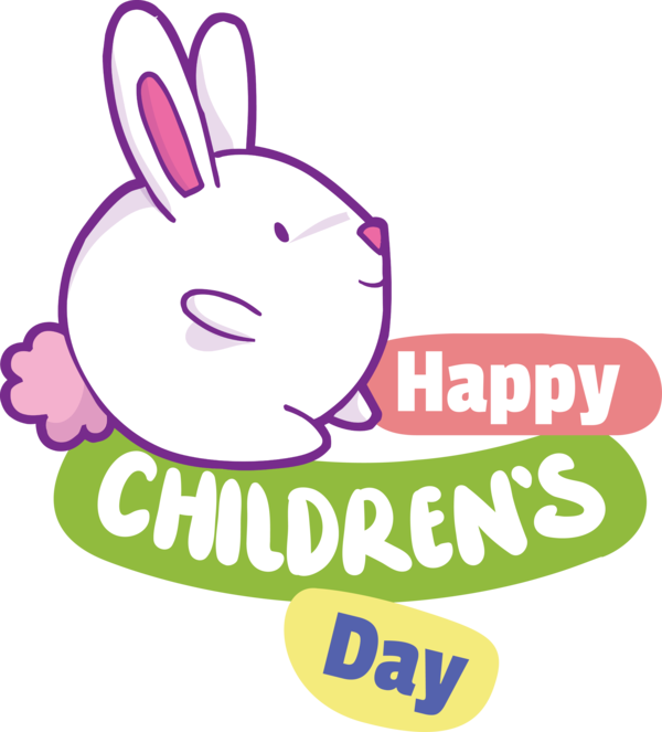 Transparent International Children's Day Easter Bunny Drawing Logo for Children's Day for International Childrens Day