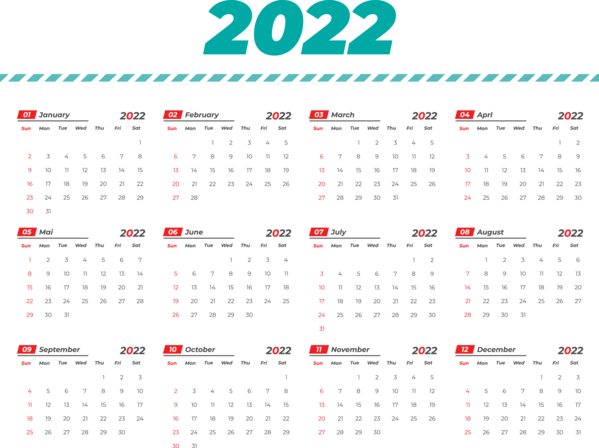 Transparent New Year Line Calendar System Design for Printable 2022 Calendar for New Year
