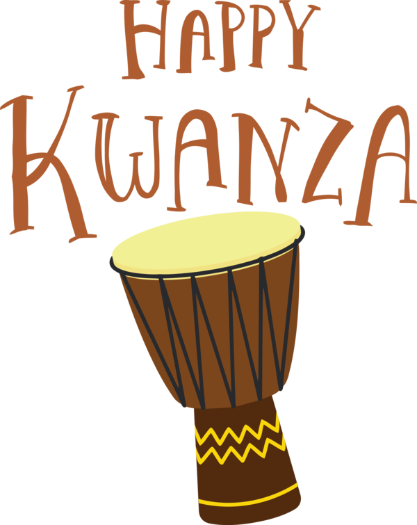 Transparent Kwanzaa Hand Drum Design Line for Happy Kwanzaa for Kwanzaa
