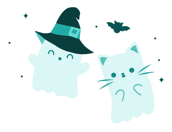 Transparent Halloween Cat Cartoon Drawing for Halloween Party for Halloween