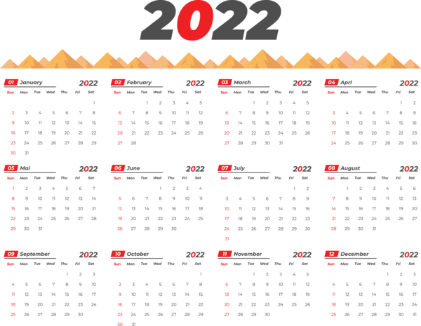 Transparent New Year Calendar System Font Line for Printable 2022 Calendar for New Year