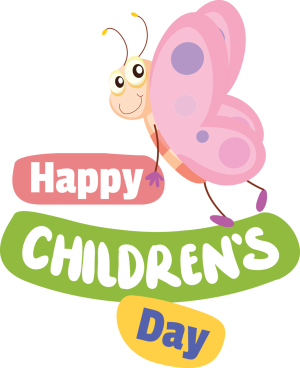 Transparent International Children's Day Insects Butterflies Cartoon for Children's Day for International Childrens Day