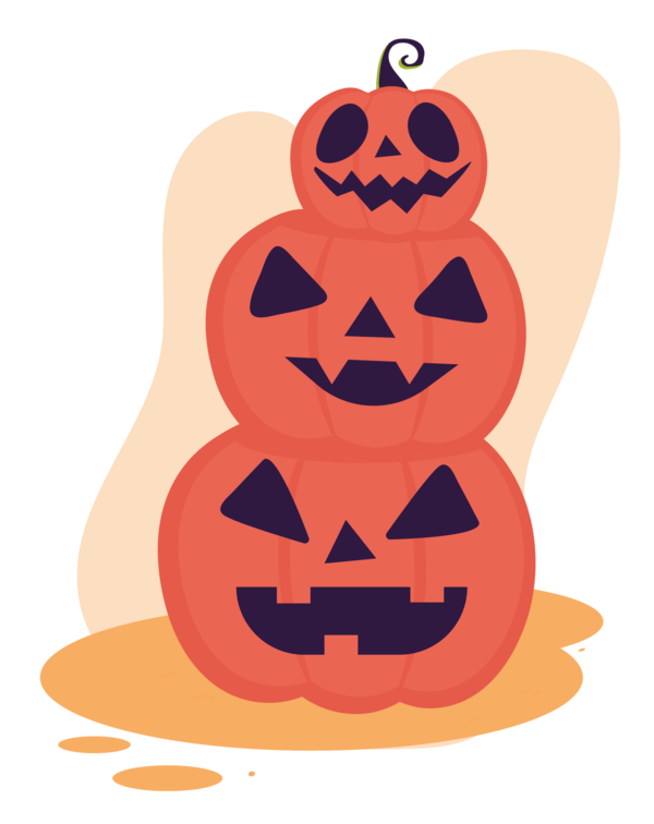 Transparent Halloween Jack-o'-lantern Squash Cartoon for Halloween Party for Halloween