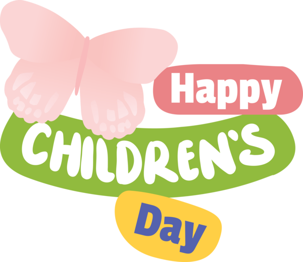 Transparent International Children's Day Butterflies Design Logo for Children's Day for International Childrens Day