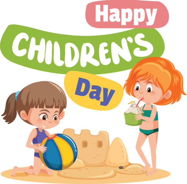 Transparent International Children's Day Drawing Cartoon Design for Children's Day for International Childrens Day