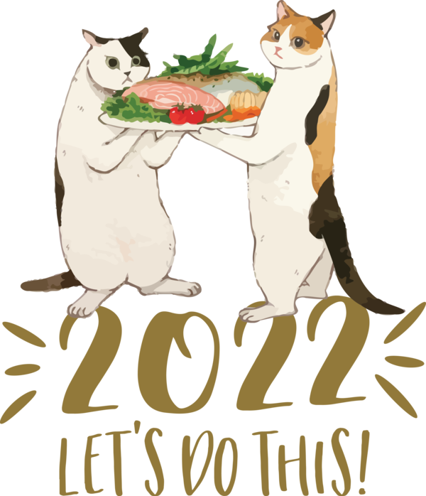 Transparent New Year Cat Drawing Cartoon for Happy New Year 2022 for New Year