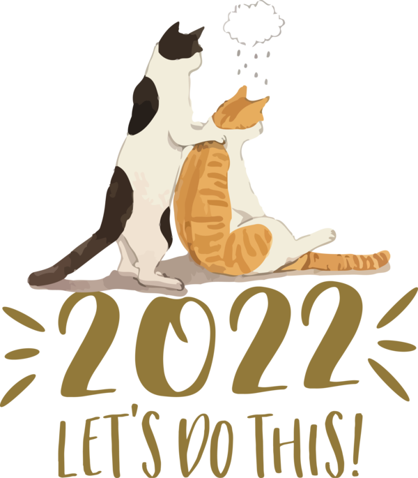 Transparent New Year Drawing Cat Painting for Happy New Year 2022 for New Year