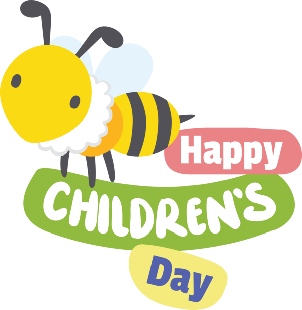 Transparent International Children's Day Insects Bees Logo for Children's Day for International Childrens Day