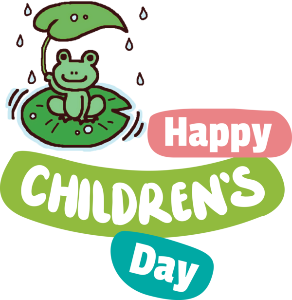 Transparent International Children's Day Frogs Logo Cartoon for Children's Day for International Childrens Day