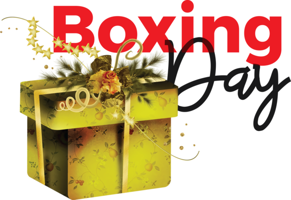 Transparent Boxing Day Design Yellow Font for Happy Boxing Day for Boxing Day