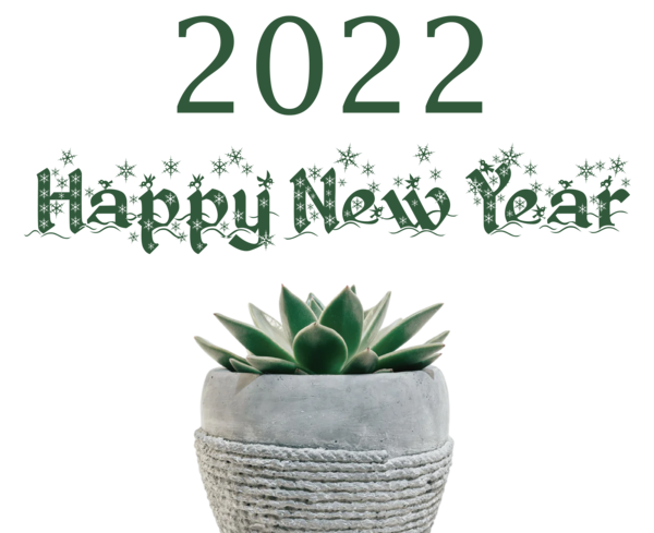 Transparent New Year Plant Design Font for Happy New Year 2022 for New Year