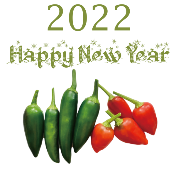 Transparent New Year Cayenne pepper Habanero Chili pepper for Happy New Year 2022 for New Year