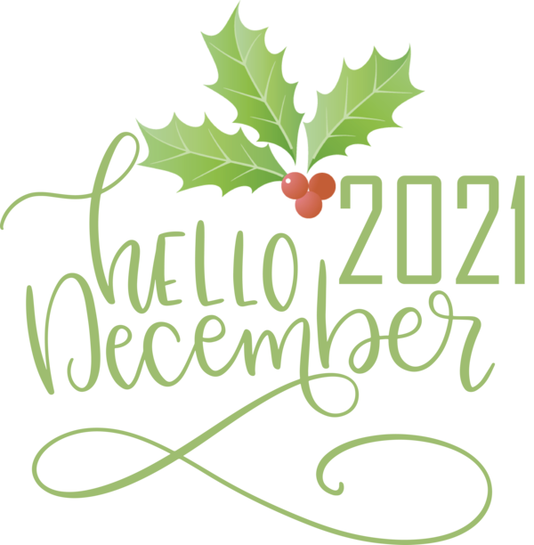 Transparent Christmas Floral design Logo Leaf for Hello December for Christmas