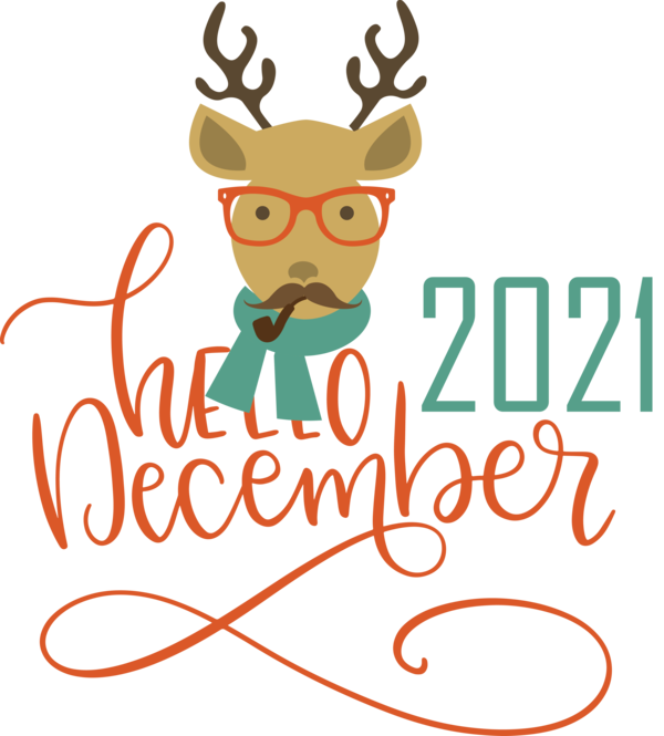 Transparent Christmas Reindeer Deer Line for Hello December for Christmas