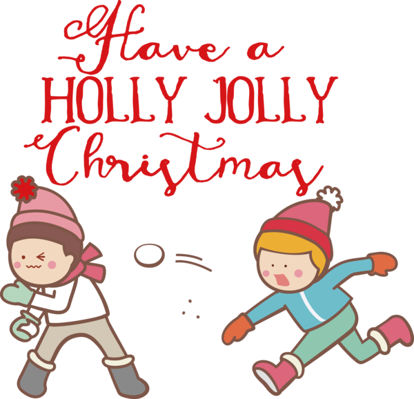 Transparent Christmas Snowball fight Drawing Cartoon for Holly for Christmas