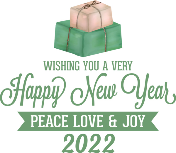 Transparent New Year Design Green Font for Happy New Year 2022 for New Year
