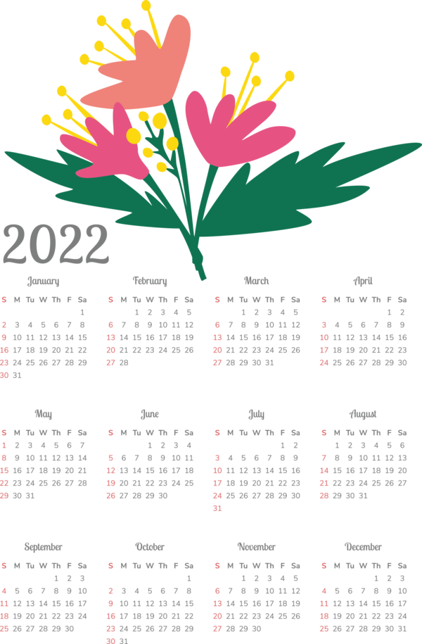 Transparent New Year Leaf Calendar System Line for Printable 2022 Calendar for New Year