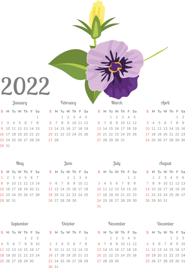 Transparent New Year Calendar System Flower 2011 for Printable 2022 Calendar for New Year