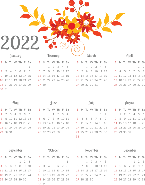 Transparent New Year Calendar System Line Font for Printable 2022 Calendar for New Year