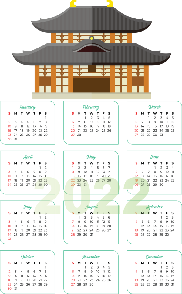 Transparent New Year Calendar System Drawing Painting for Printable 2022 Calendar for New Year