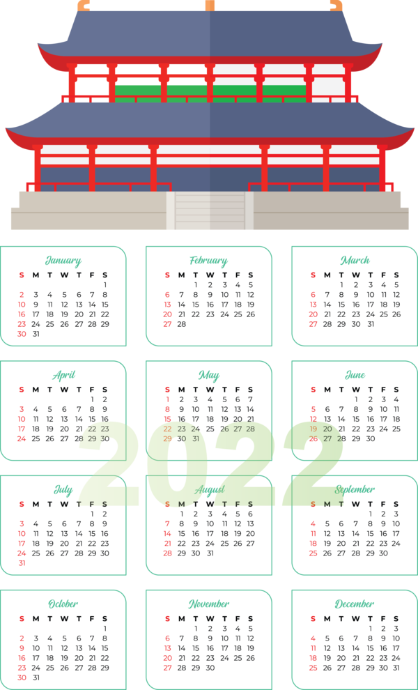 Transparent New Year Calendar System Furniture Table for Printable 2022 Calendar for New Year