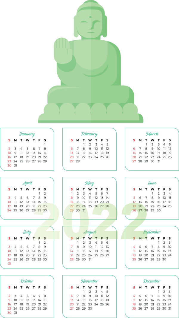 Transparent New Year Calendar System Calendar English Language for Printable 2022 Calendar for New Year