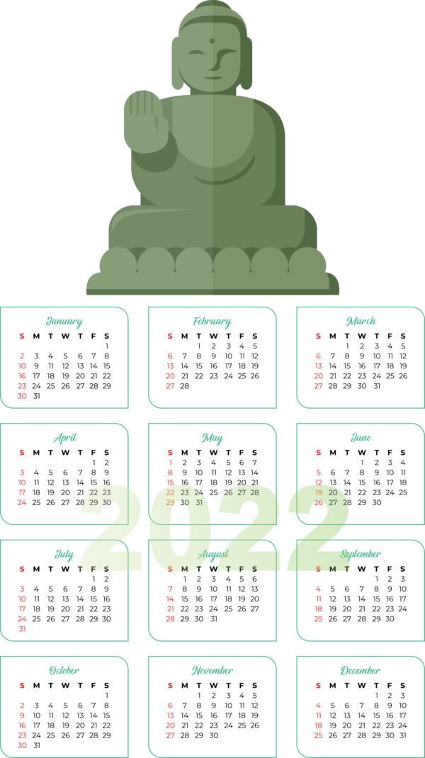 Transparent New Year Calendar System 2022 Week for Printable 2022 Calendar for New Year