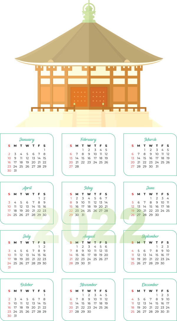 Transparent New Year Calendar System  Design for Printable 2022 Calendar for New Year