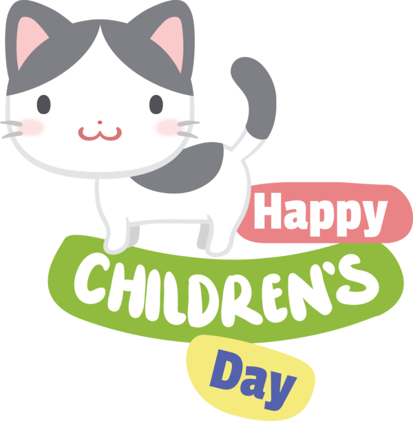 Transparent International Children's Day Cat Cat-like Logo for Children's Day for International Childrens Day