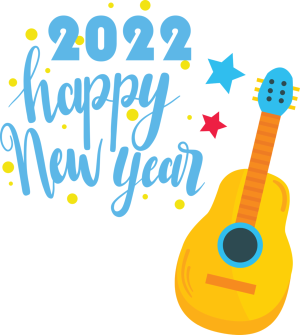 Transparent New Year Guitar Accessory Guitar Design for Happy New Year 2022 for New Year