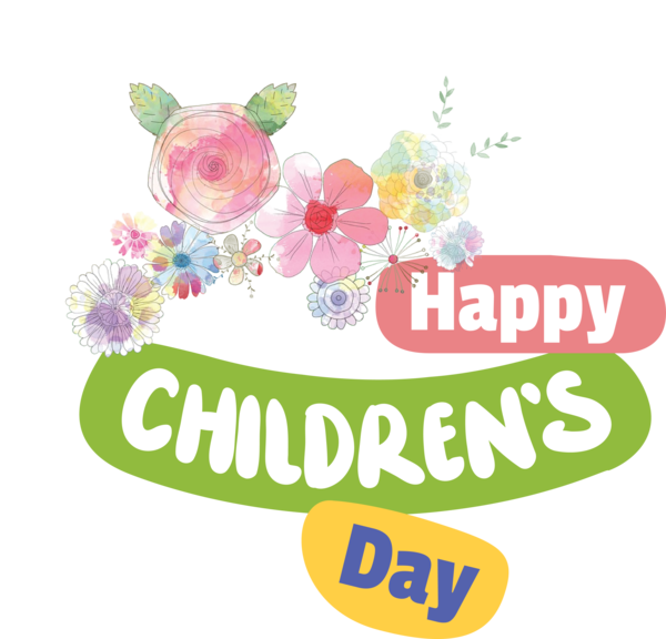 Transparent International Children's Day Cut flowers Design Logo for Children's Day for International Childrens Day