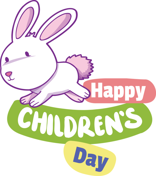 Transparent International Children's Day Easter Bunny Logo Rabbit for Children's Day for International Childrens Day