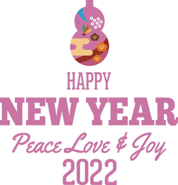 Transparent New Year Logo Line Pink M for Happy New Year 2022 for New Year