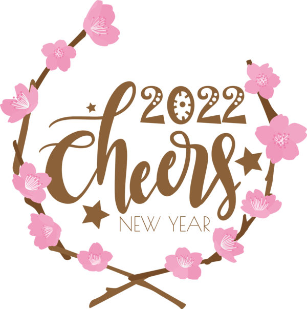 Transparent New Year Floral design Cut flowers Design for Happy New Year 2022 for New Year