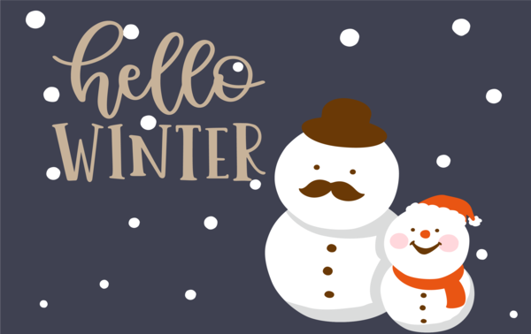 Transparent Christmas Font Logo Snowman for Hello Winter for Christmas