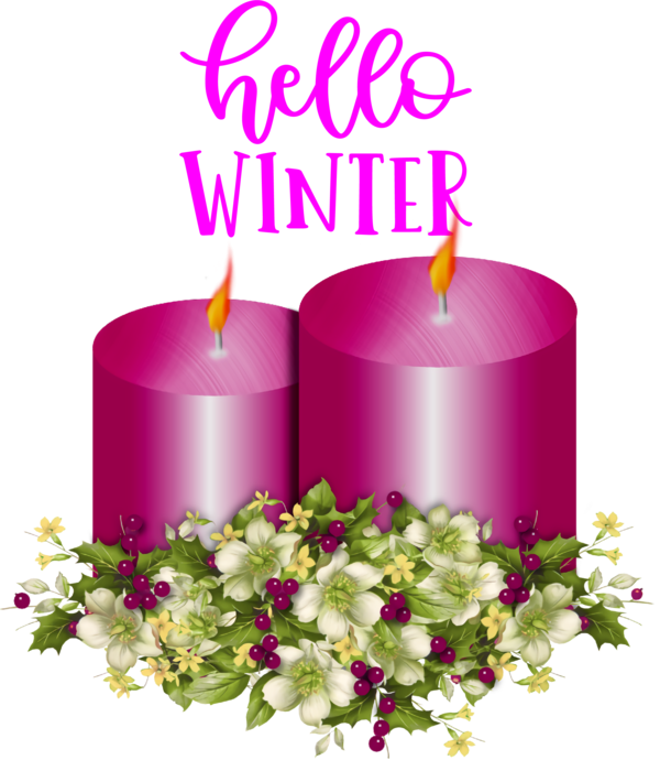 Transparent Christmas Candle Flower Floral design for Hello Winter for Christmas