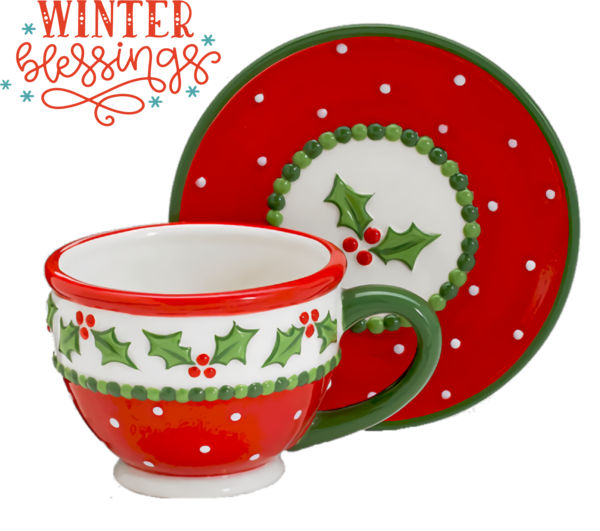 Transparent Christmas Coffee Tea Teacup for Hello Winter for Christmas