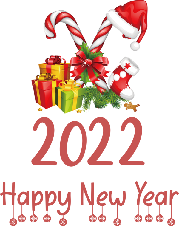 Transparent New Year Candy cane Christmas Day Candy for Happy New Year 2022 for New Year
