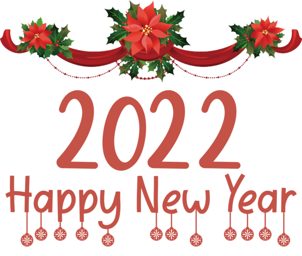 Transparent New Year Christmas Day Bauble Floral design for Happy New Year 2022 for New Year