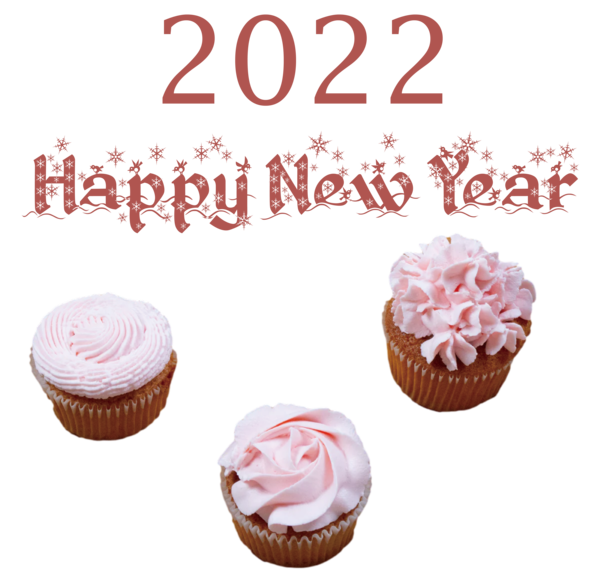 Transparent New Year Cupcake Buttercream Muffin for Happy New Year 2022 for New Year