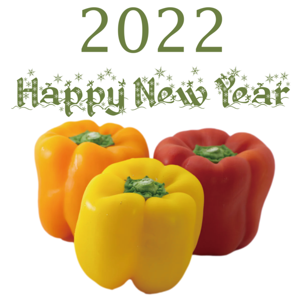 Transparent New Year Yellow pepper Vegetable Natural food for Happy New Year 2022 for New Year