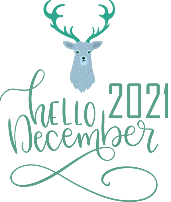 Transparent christmas Reindeer Deer Line art for Hello December for Christmas