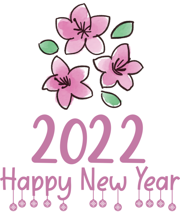 Transparent New Year Floral design Design Herbaceous plant for Happy New Year 2022 for New Year