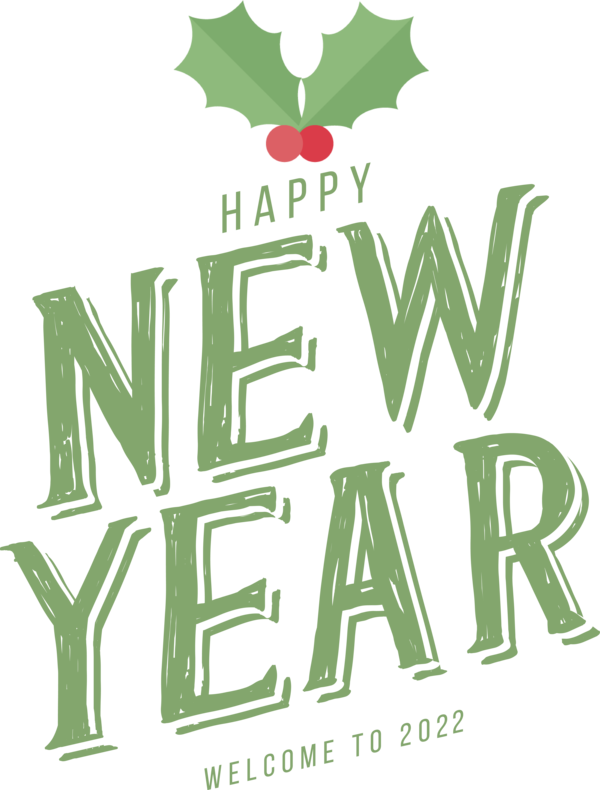 Transparent New Year Leaf Logo Font for Happy New Year 2022 for New Year